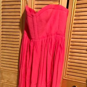Coral strapless maxi dress